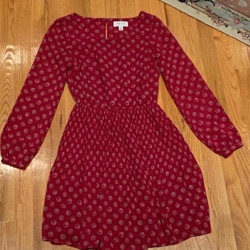 Elle Burgundy Patterned Dress